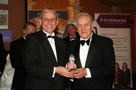 Graeme Dalziel, Chief Executive of Dunfermline Building Society with Hugh Robertson