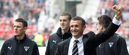 Jim McIntyre celebrates First Division title