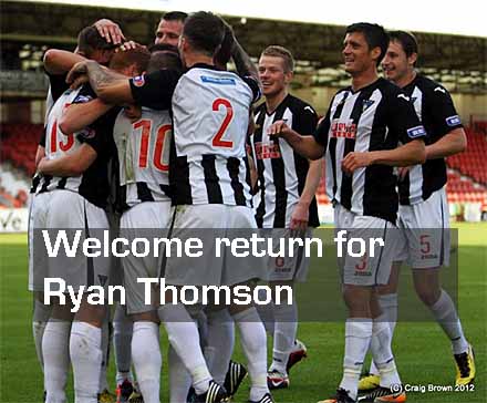Ryan Thomson scores on his return