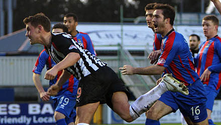 Andy Barrowman heads in opening goal v Inverness