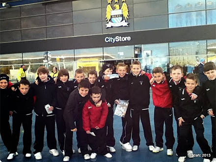 Our players at the Etihad before the game