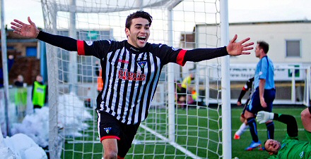 Faissal El Bakhtaoui celebrates goal v Forfar
