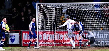 Ross County v Dunfermline 29th March 2011: the winner is headed in by Martin Hardie
